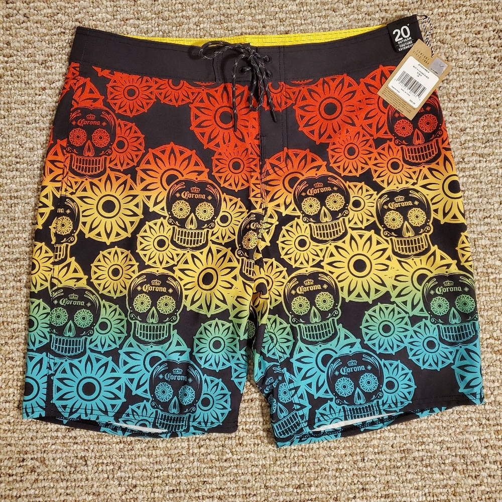 Men's NWT Corona X Reef, Day of the Dead Boardshorts